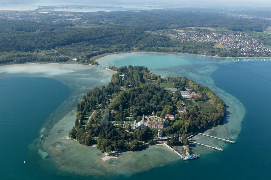 an aerial view of an island